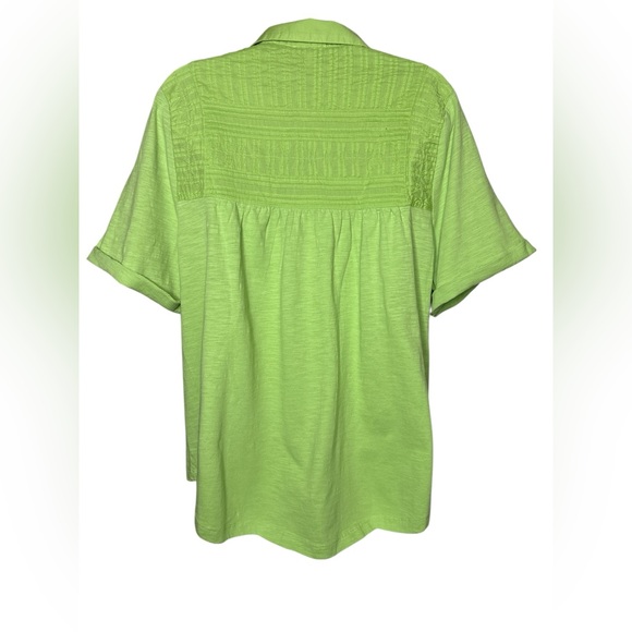 Sundance Womens Short Sleeve Cotton Top Size XL Green Lightweight Normcore Flowy - Picture 3 of 8